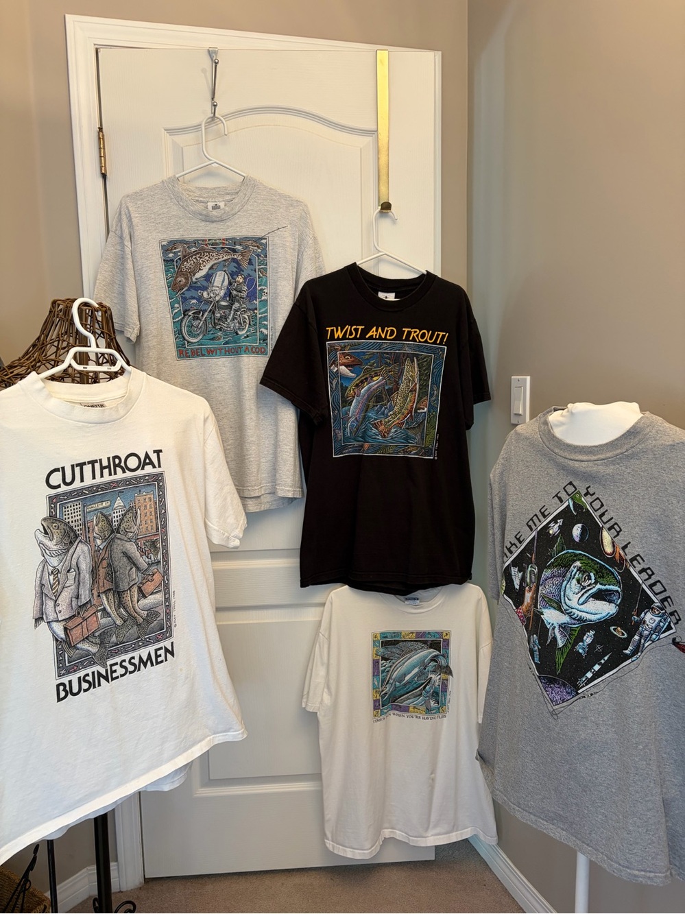 Vintage Ray Troll T-Shirt Bundle Lot 5 Oneita Lee Hanes Fishing Tees